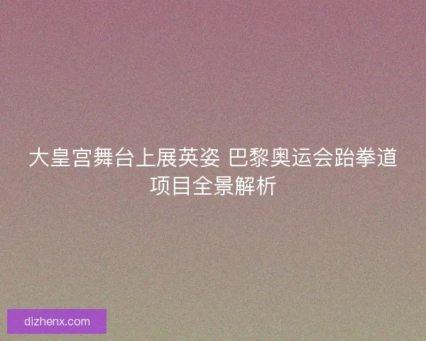 大皇宫舞台上展英姿 巴黎奥运会跆拳道项目全景解析